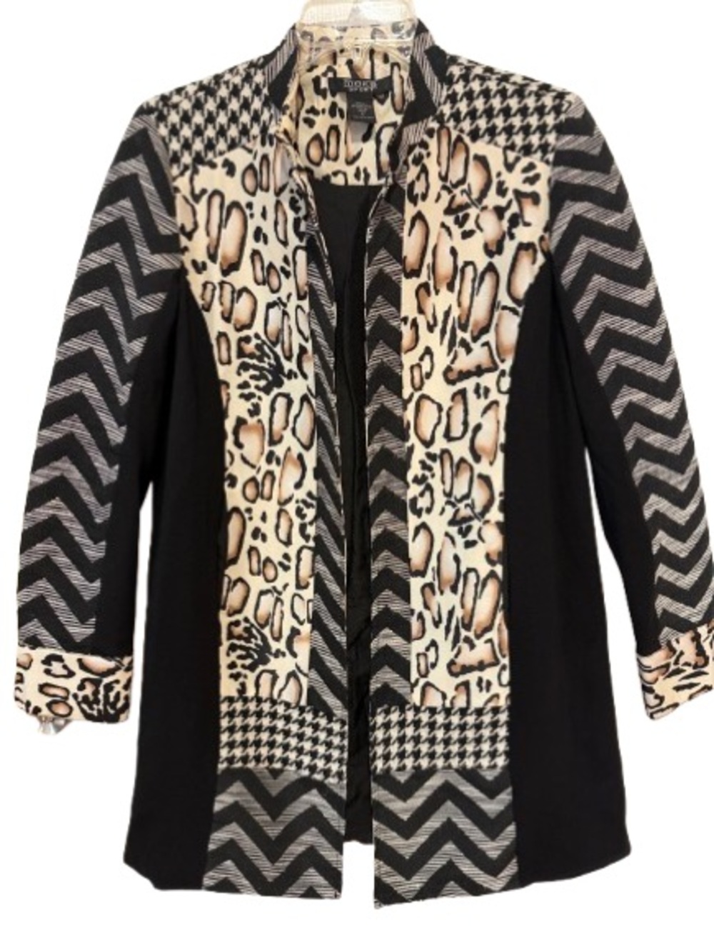 Vtg 90s Moka Sport”Mix-It-UpAnimal Print Patchwork Open-Front DusterJacket Small